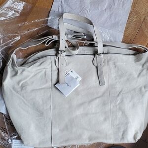Free People Baumont canvas and leather tote in taupe